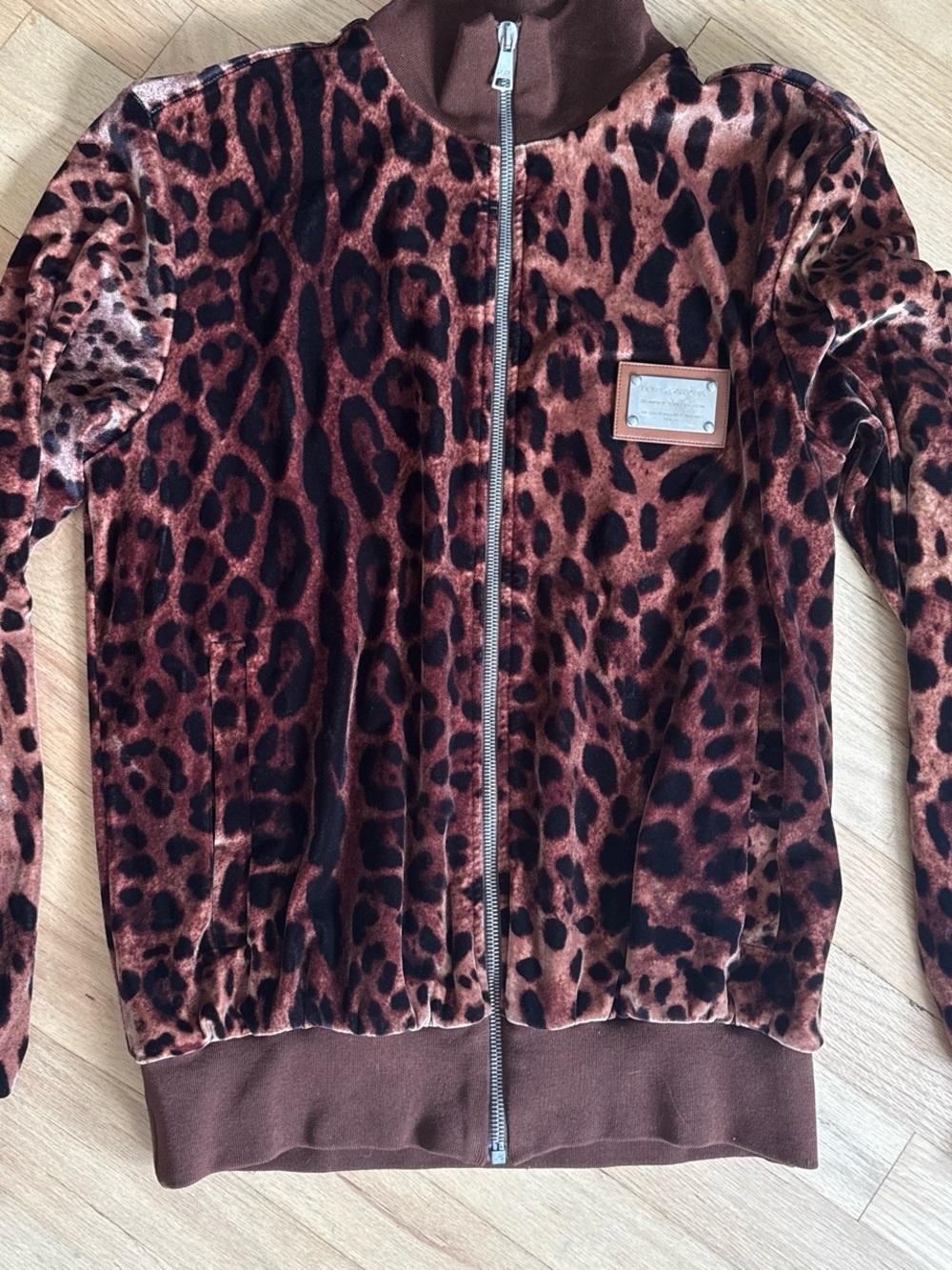 Dolce & Gabbana Leopard Print Velvet Jacket in Brown and Black